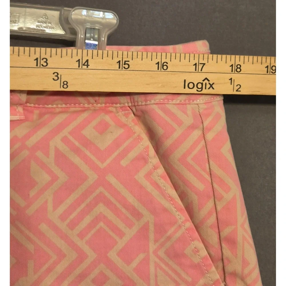 American Eagle Midi Stretch Shorts‎ Women's Size 12 Pink White Aztec