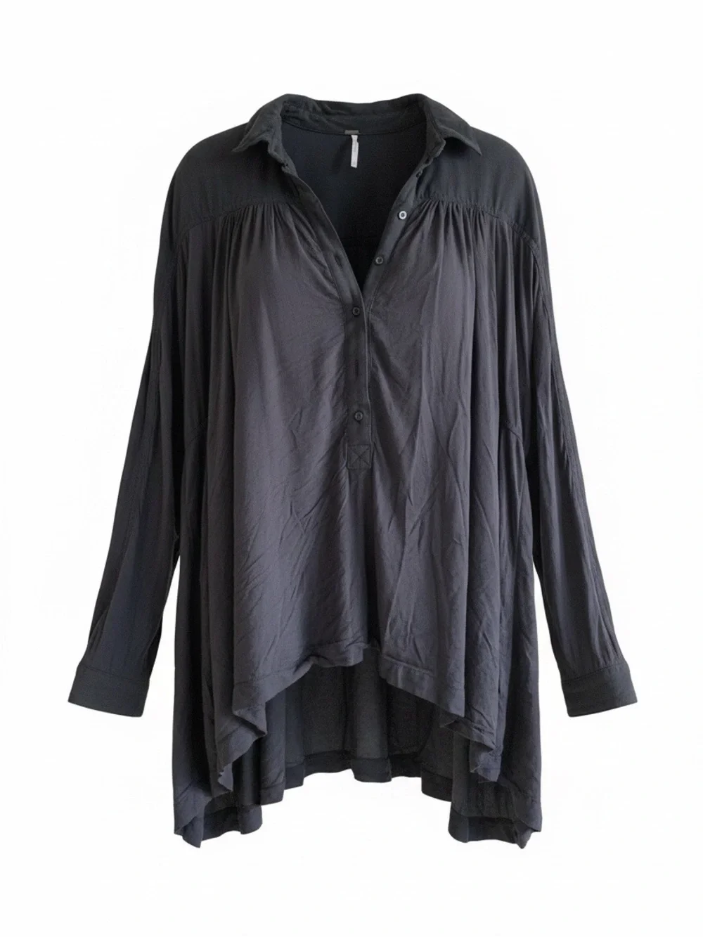 Free People Black Oversized Button-Down Tunic
