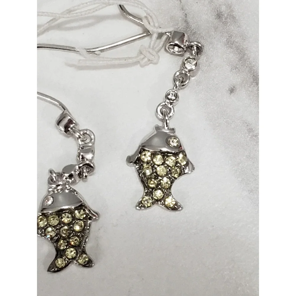 GREEN G Designs GORJANA Silver Tone FISH EARRINGS‎ dangle fishing nautical beach