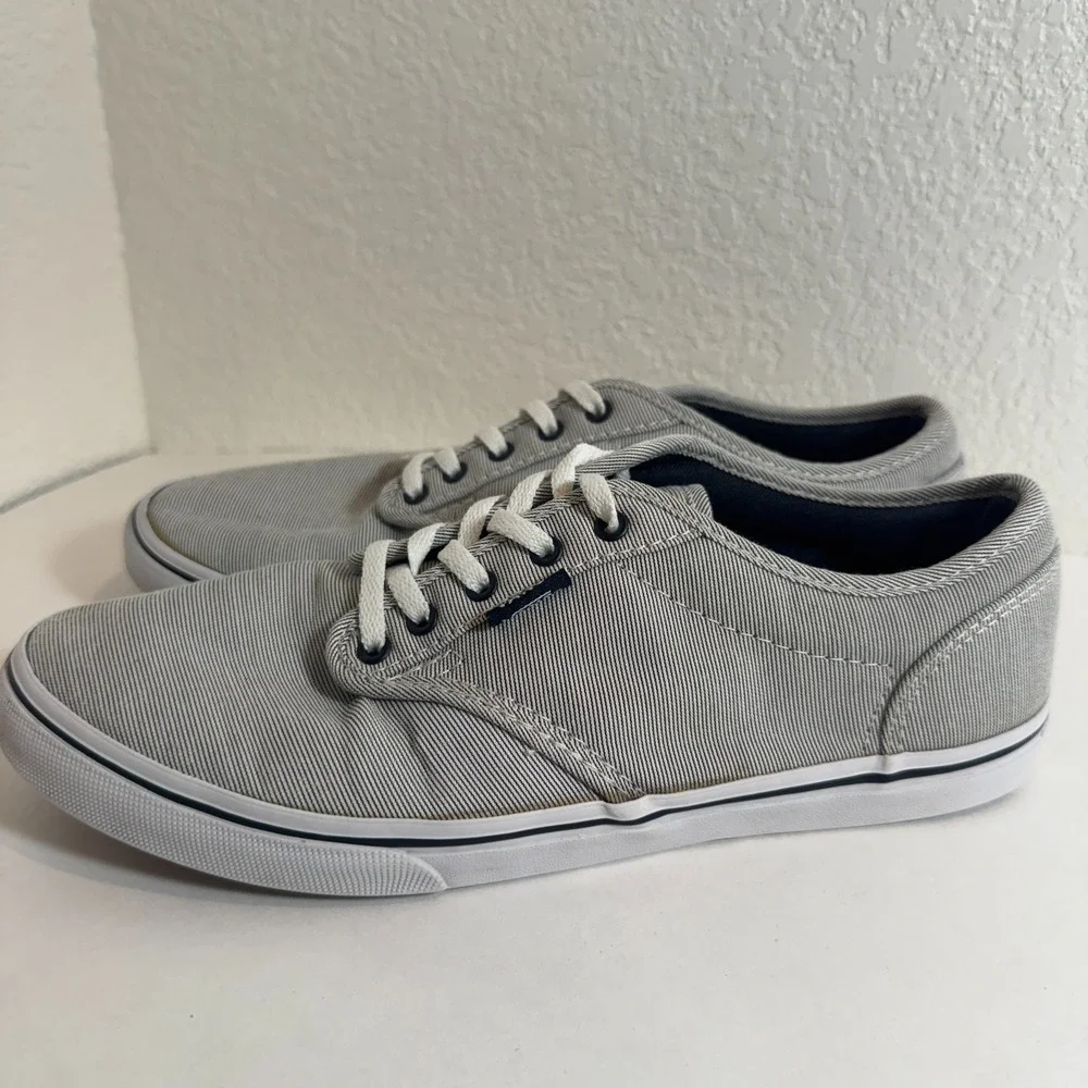 Vans Atwood Low Lace Up Skate Canvas Micro Stripe Navy & White Shoes Womens‎ 7