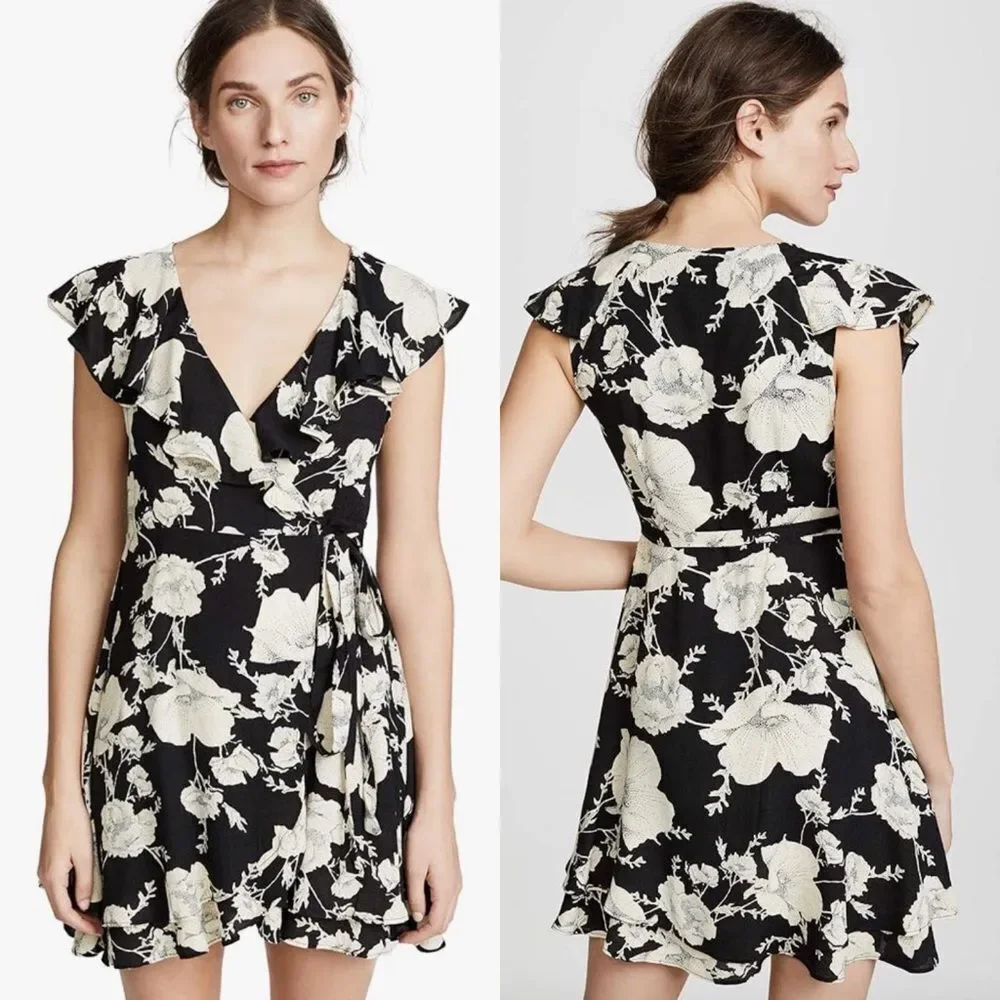 Free people French quarter floral mini‎ wrap dress women’s size S