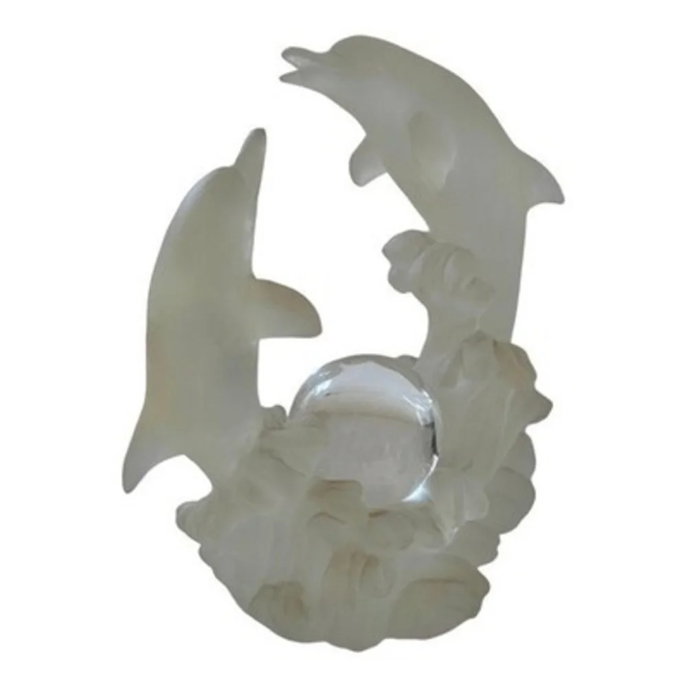 Playing Dolphins Frosted Glass Figurine 7.5