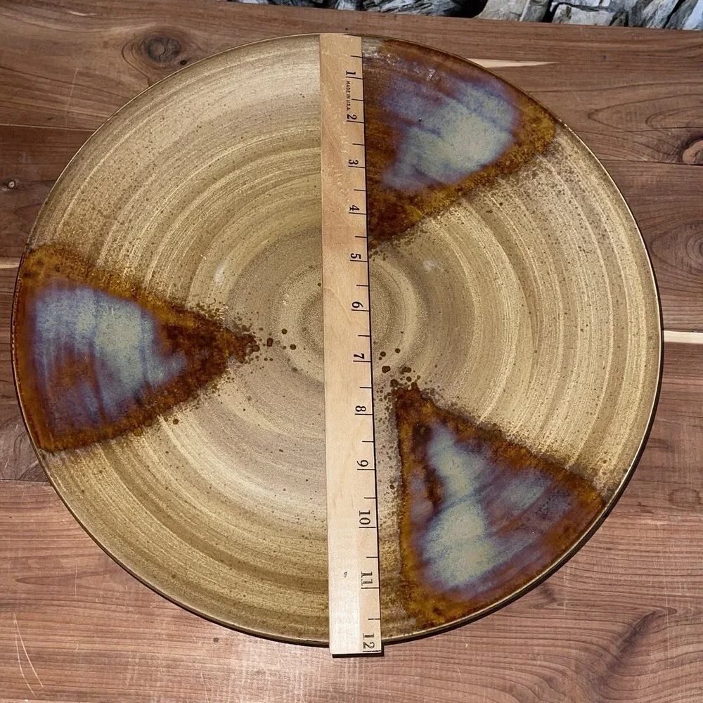 SET OF 2 SANGO SPLASH 4951 BROWN TAN DRIP GLAZED STONEWARE Plate & Bowl