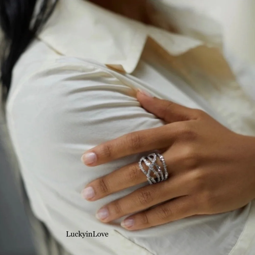 ALEXIS BITTAR • Silver Orbiting Crystal Encrusted Thorny Lace Ring 8