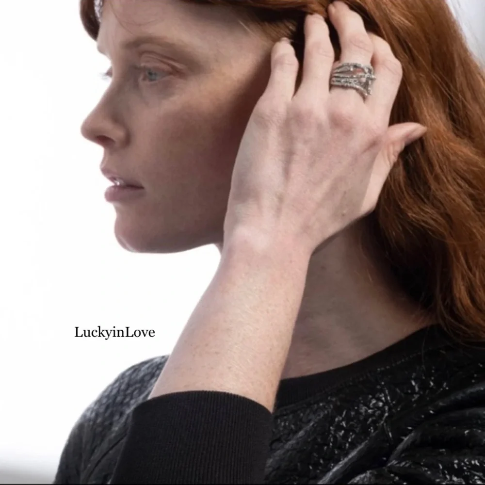 ALEXIS BITTAR • Silver Orbiting Crystal Encrusted Thorny Lace Ring 8