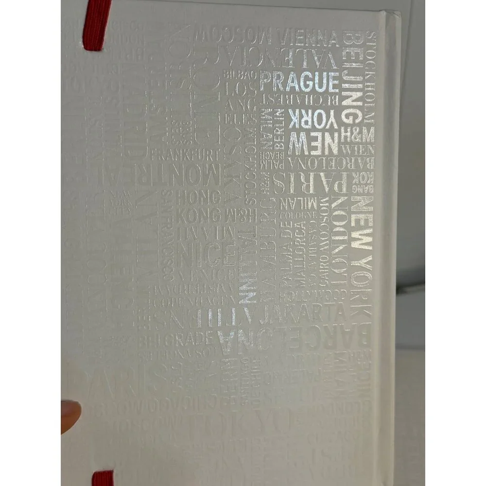 Set of 2 White Travel‎ Daily  Journals Embossed City Word Notebooks Red Band 9