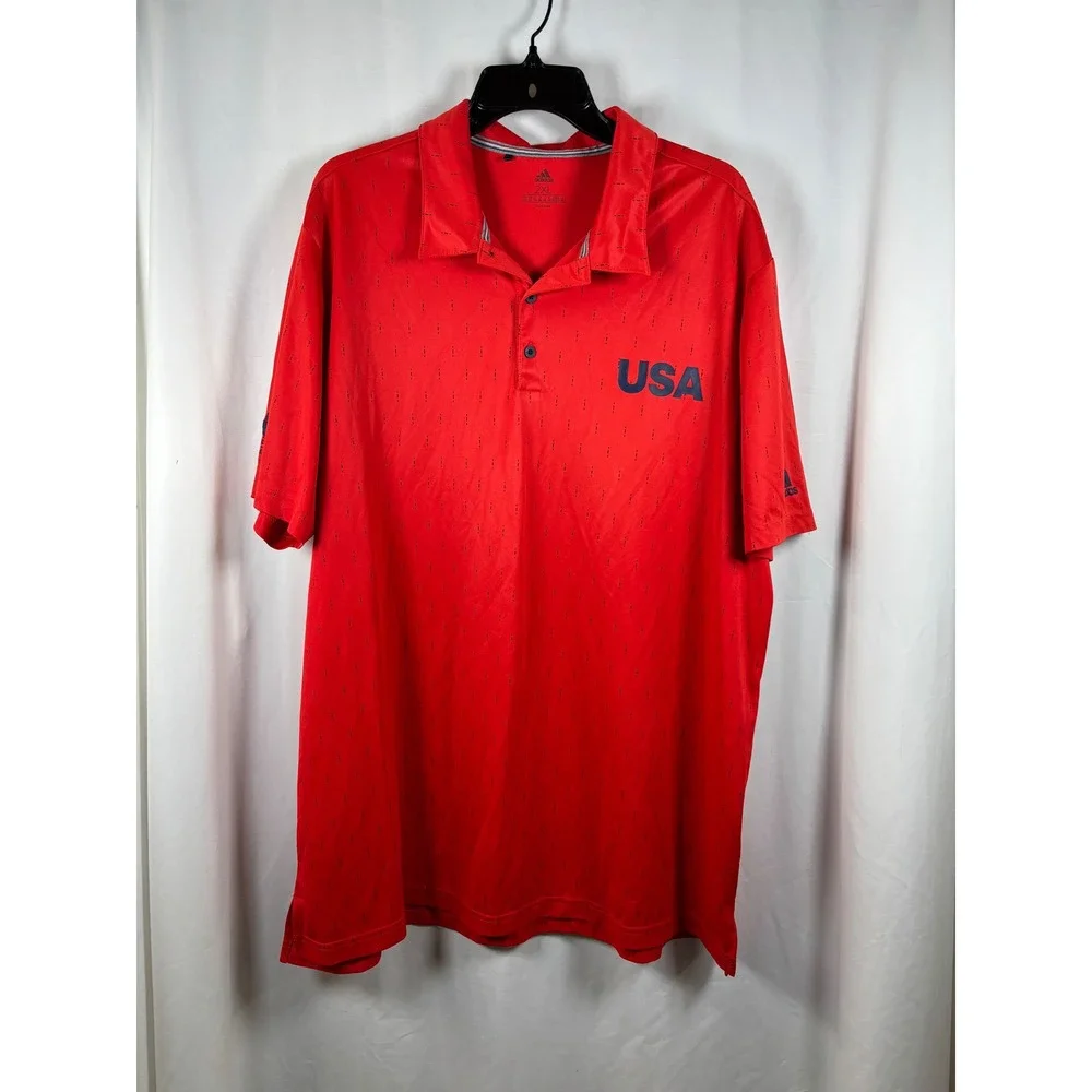 Adidas USA Red‎ Golf Polo Shirt Men's 2XL Performance Short Sleeve