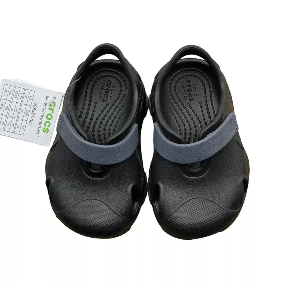 Crocs Baby/Toddler Boys Fisherman Sandals Size 6 Black Closed Toe Slip-on‎