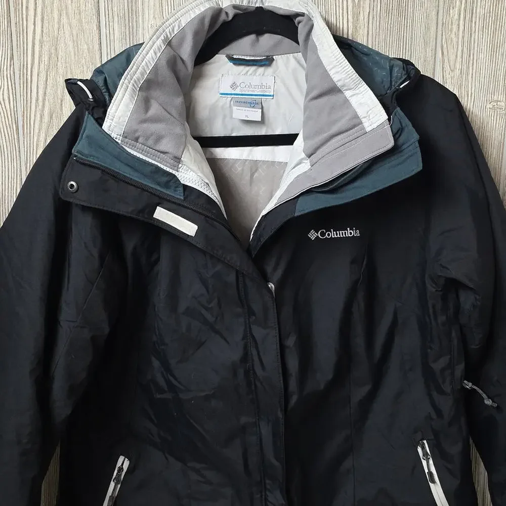 Columbia Black Interchange Omni Tech Jacket with Gray Accents Womens Size XL