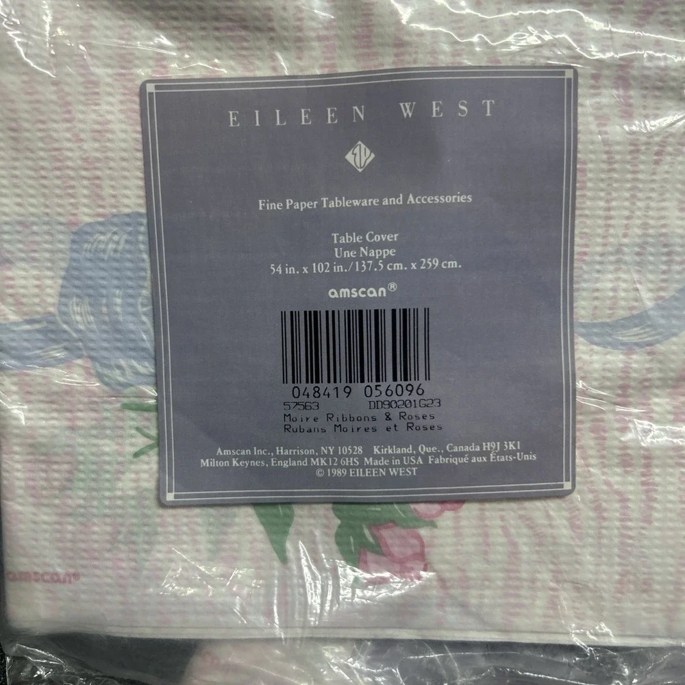 Lot of 5 Eileen West Fine Paper Table Covers 54 X 102 Vintage Rose and Bows