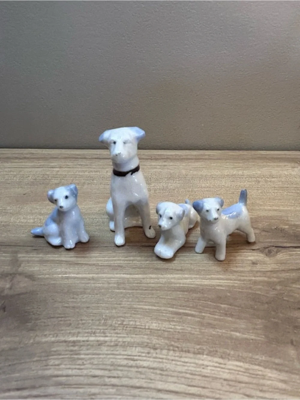 Vintage White Ceramic Dog Figurine Set