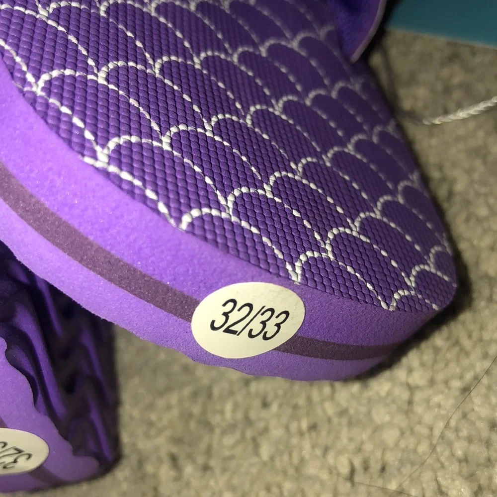 Warelves Flip Flops 32/33 little kids size 13‎ 14 Fish Scale Mermaid Purple NWT