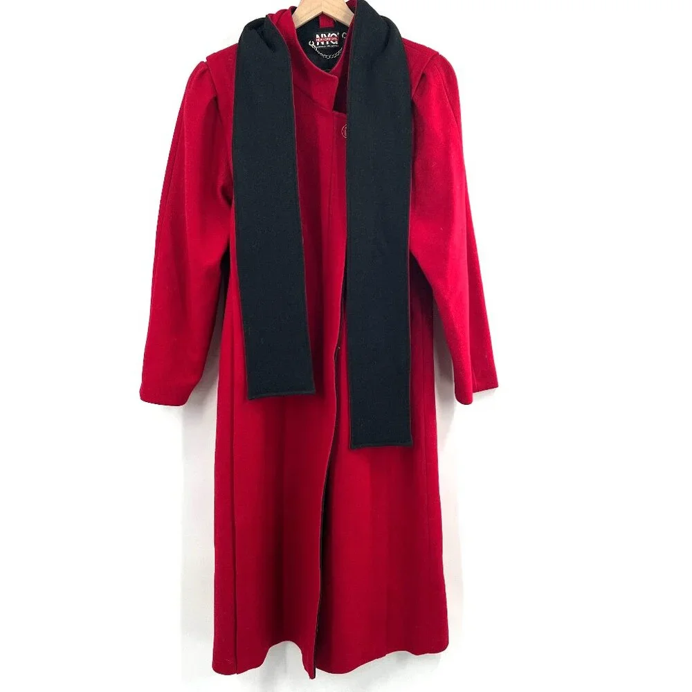 Vintage union made NYG new york girl red wool trench coat glamorous chic‎ 16
