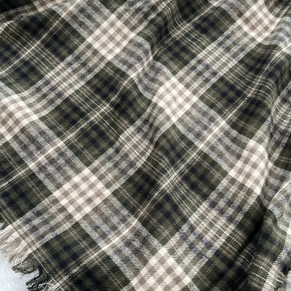 Cozy Green Plaid Scarf Cabincore