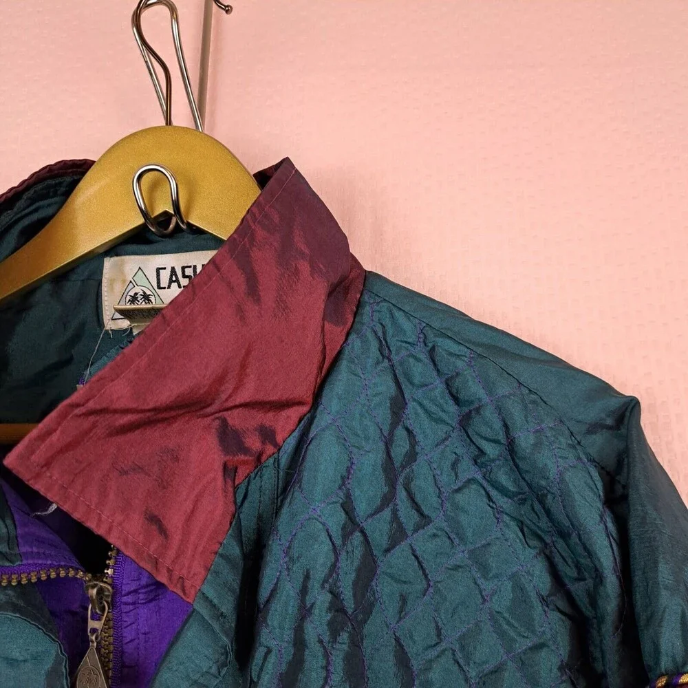 Vintage 90s Casual Isle Multicolor Windbreaker Women Size M Nylon