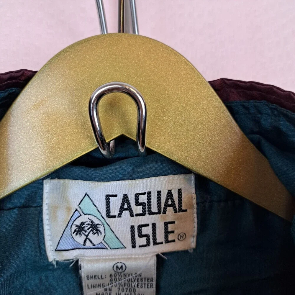 Vintage 90s Casual Isle Multicolor Windbreaker Women Size M Nylon
