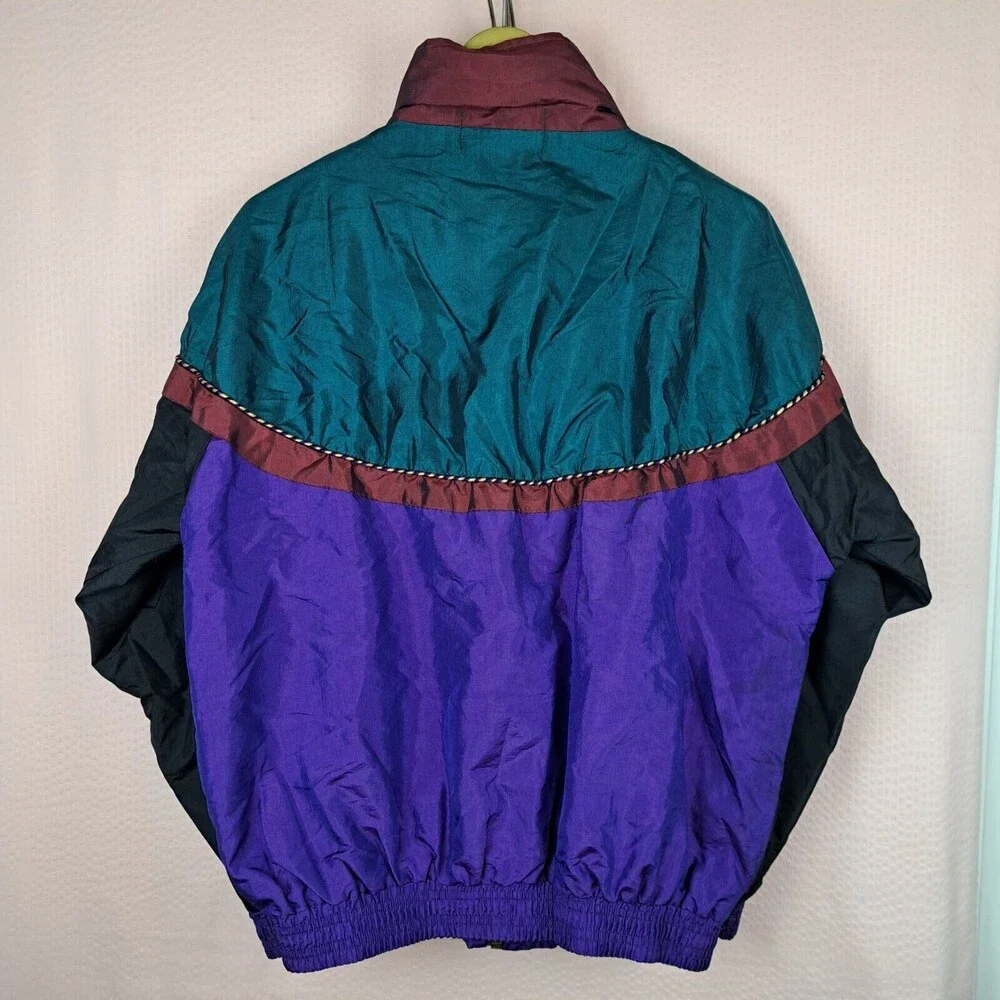 Vintage 90s Casual Isle Multicolor Windbreaker Women Size M Nylon