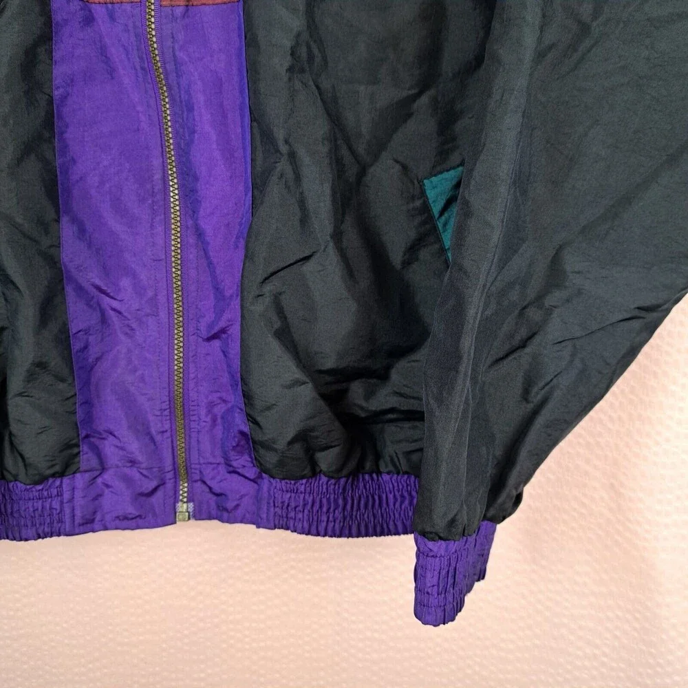 Vintage 90s Casual Isle Multicolor Windbreaker Women Size M Nylon