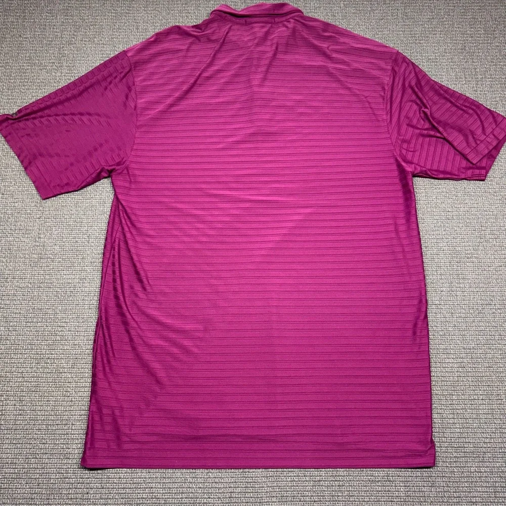 Nike Tiger Woods‎ Collection Mens XL Magenta Purple Striped Golf Polo Shirt TW