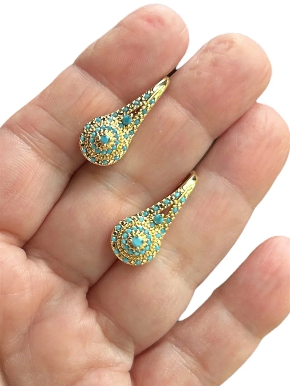 New Turquoise 18k Gold Earrings
