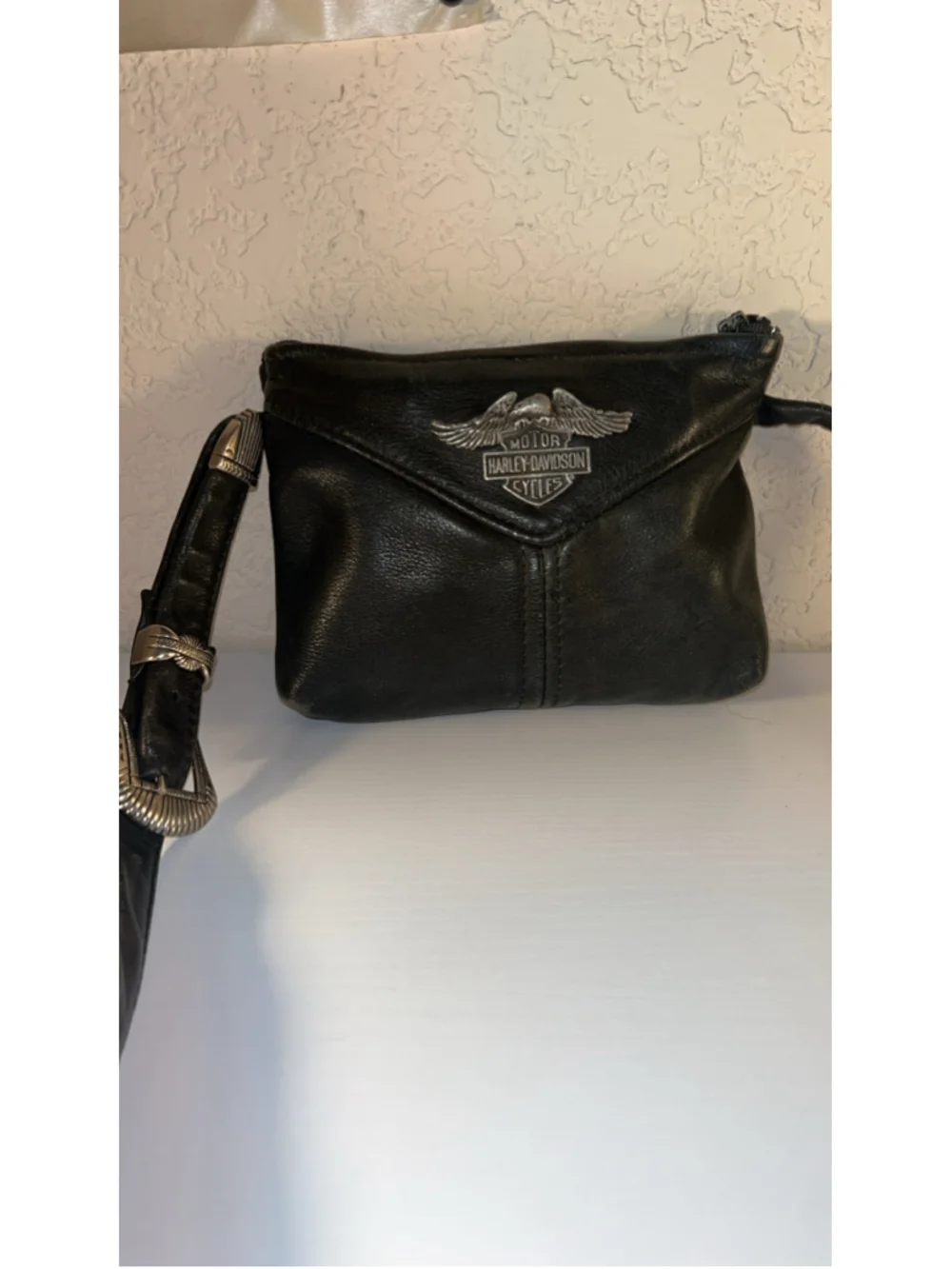 Women's Harley-Davidson Black Leather Crossbody Bag, One Size