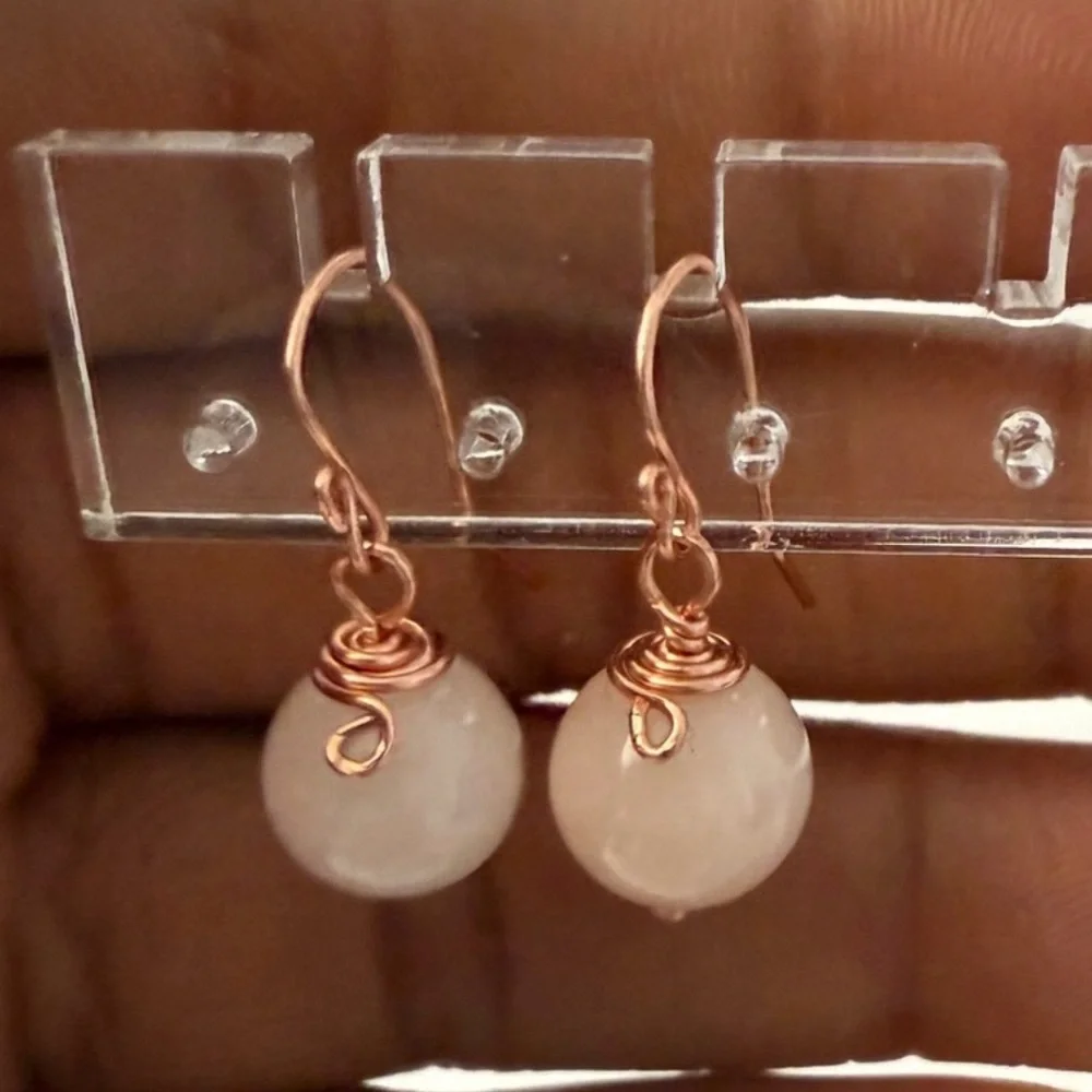 Wire-Wrapped Rose Quartz Earrings