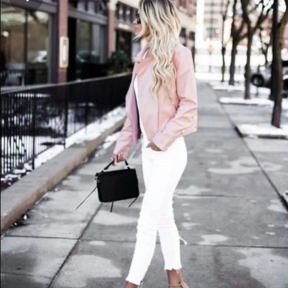 Brandon Thomas vintage‎ Dusty Rose Moto style suede jacket Small