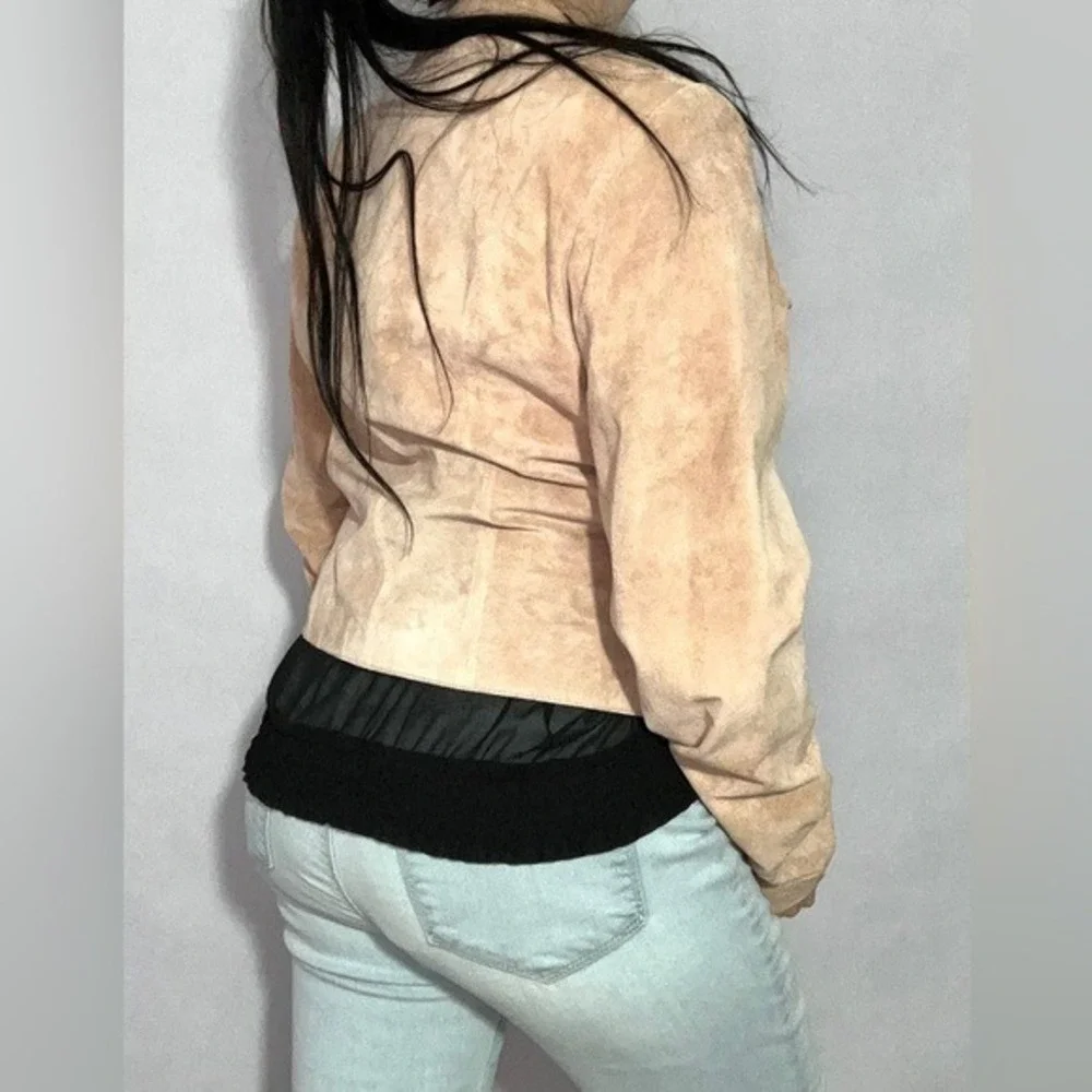Brandon Thomas vintage‎ Dusty Rose Moto style suede jacket Small