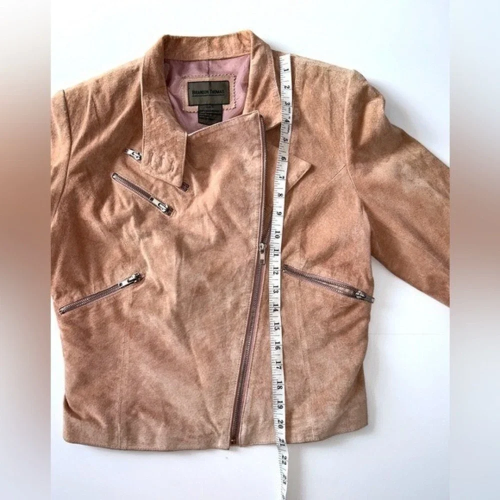 Brandon Thomas vintage‎ Dusty Rose Moto style suede jacket Small