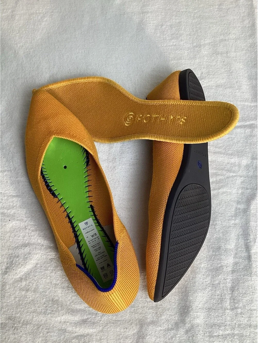 Rothy's The Point Marigold Yellow Flats Women's Size 8