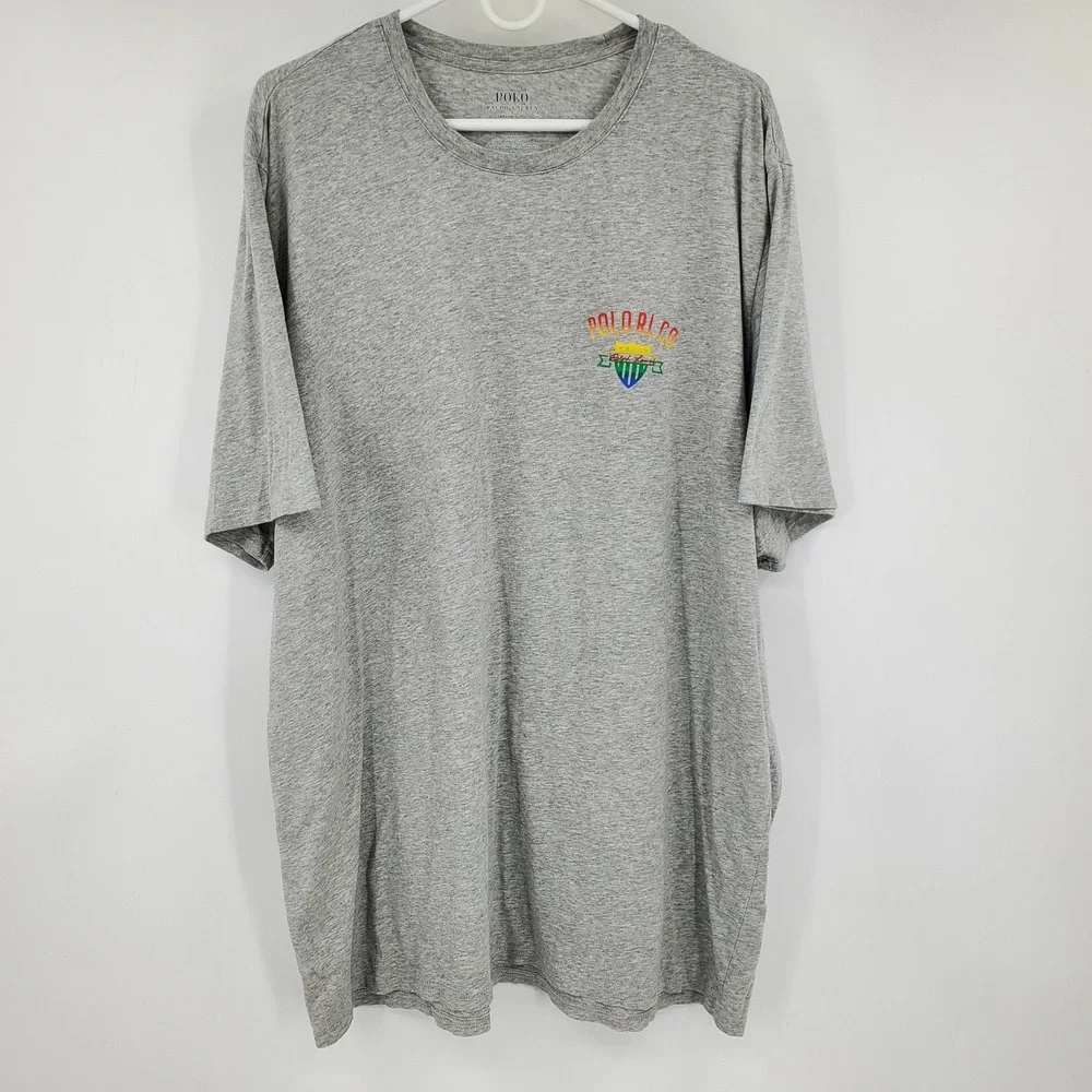 Polo Ralph Lauren Mens Grey Rainbow Crest Graphic Logo T-Shirt‎ 1XT Tall