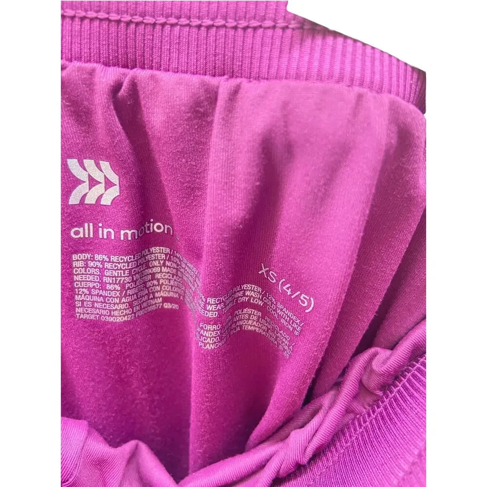 NWT All In Motion Girls' Purple Winter Woven Pants Youth Size XS 4/5