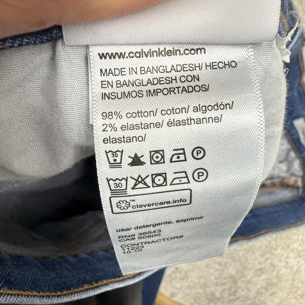 Calvin Klein Original Straight Jeans Womens 32x28 Blue Stretch‎ Denim Mid Rise
