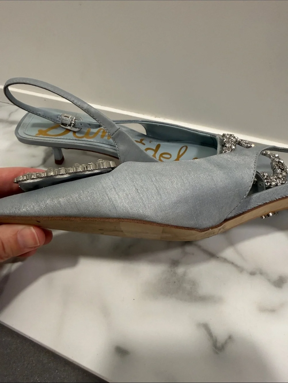 Sam Edelman Kaitlyn Sling Back Heels in Cape Blue 5.5 Womens wedding