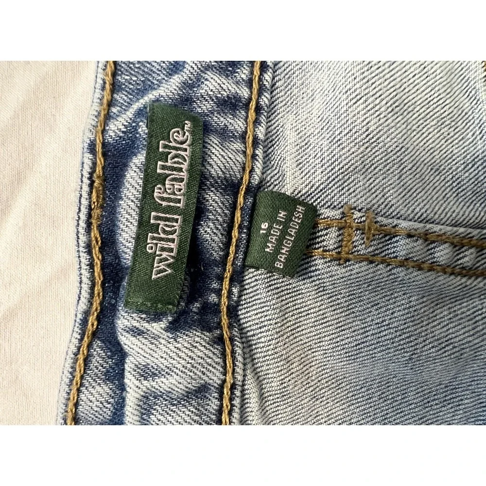 Wild Fable Jeans Womens 16 Blue High Rise Straight Distressed Denim‎ Pants
