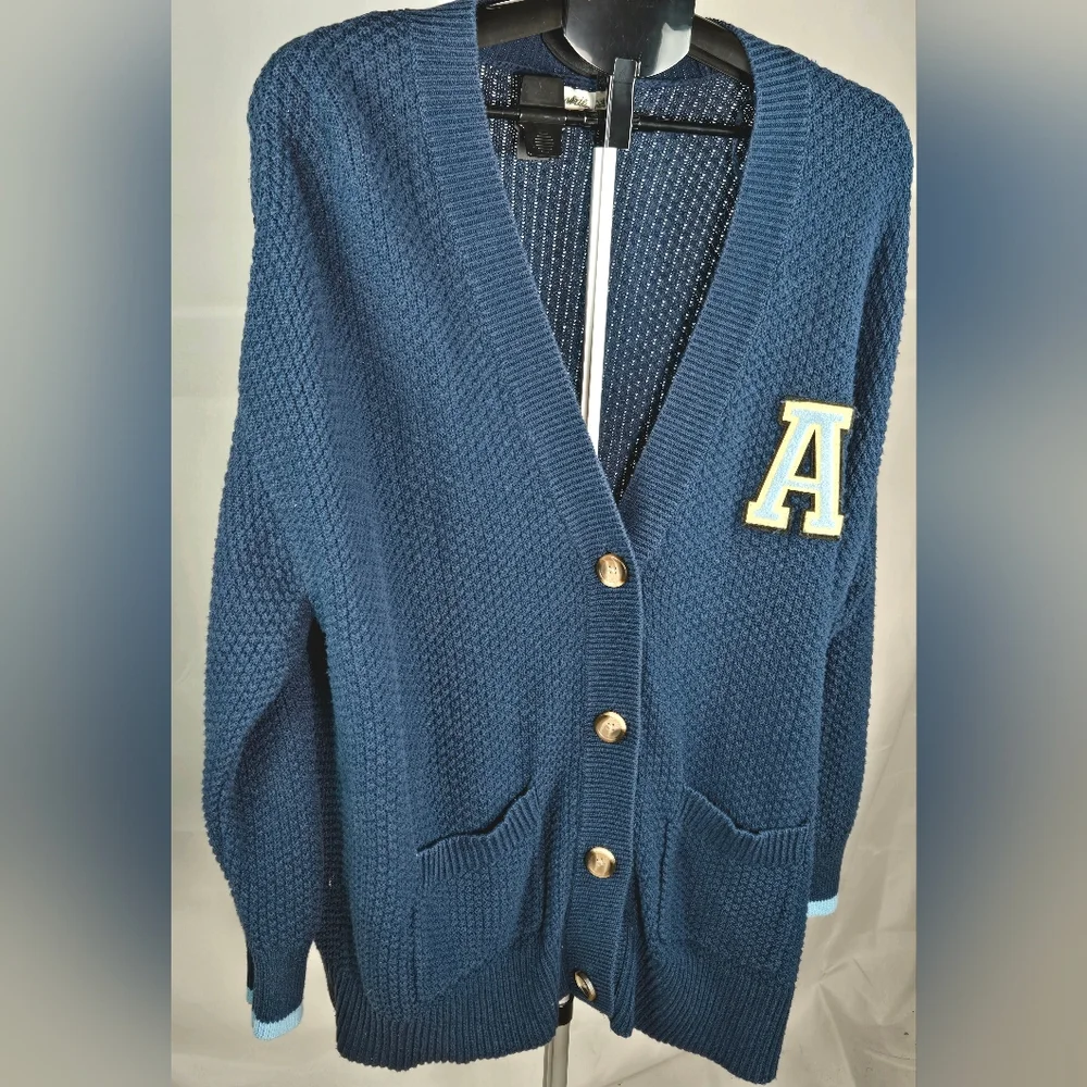 Aerie Preppy Heritage Academia Varsity‎ Button Cardigan Sweatee, Medium