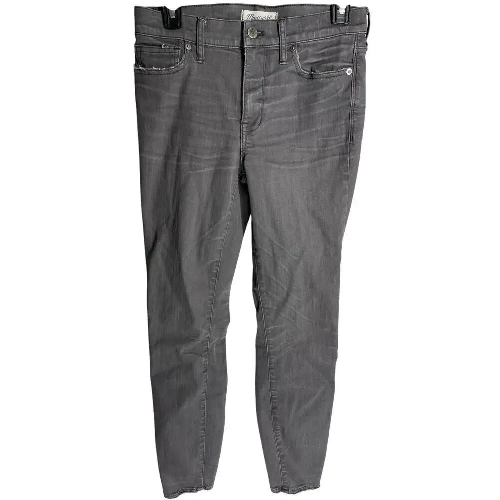 Madewell High Rise Skinny Jeans Womens Size 27 Gray Denim Raw Hem Cotton Blend