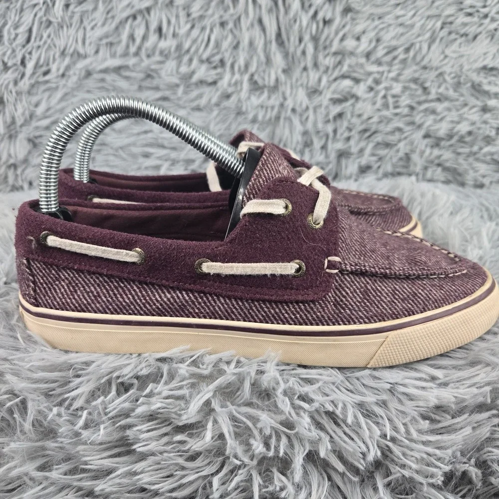 Sperry Womens 8.5 Burgundy Twill Suede STS90690 Boat Shoes‎