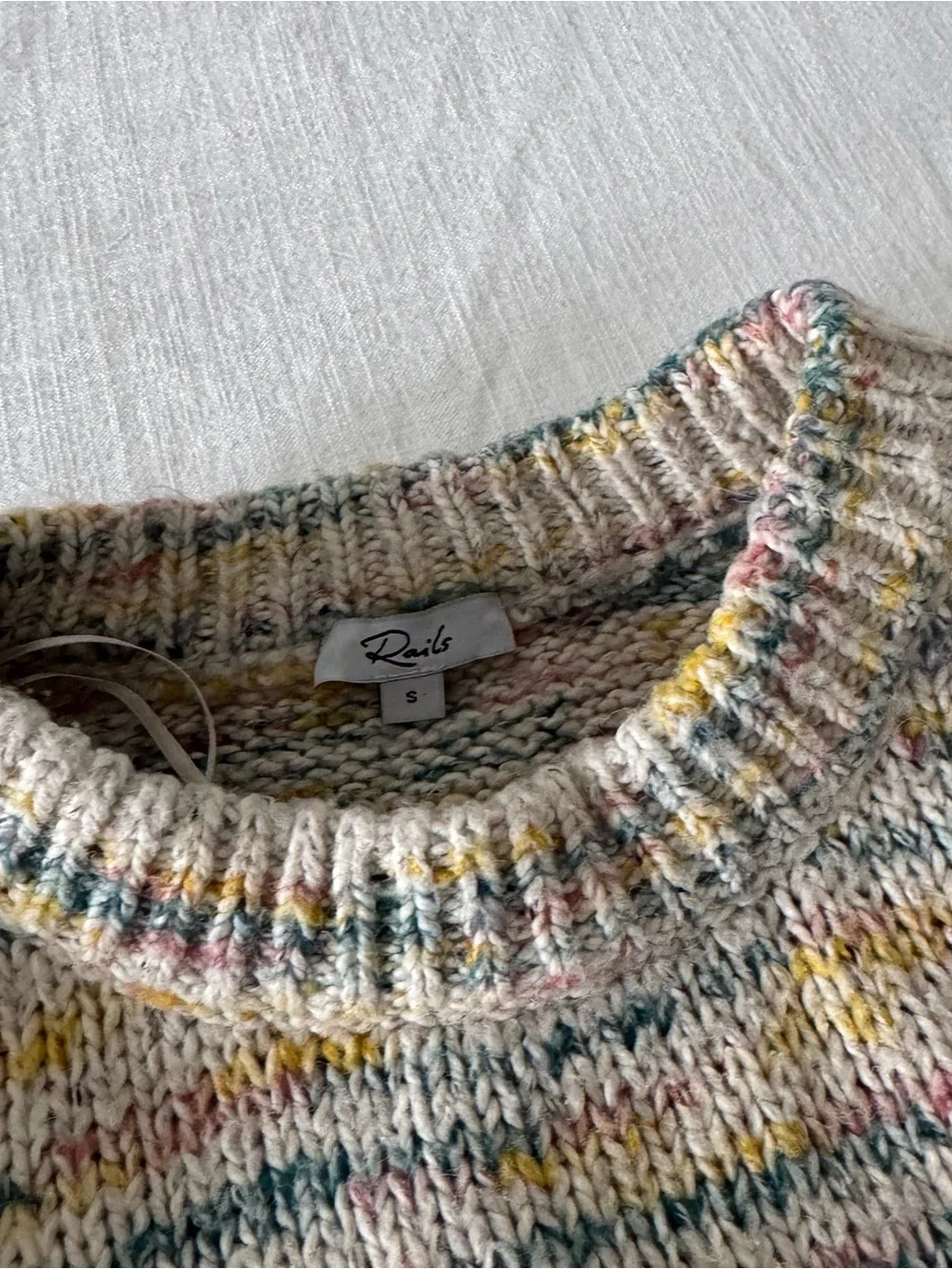 Rails Sybil White Space Dye Sweater - Small