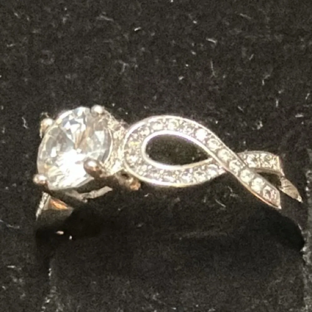 Cubic Zirconia Size 7 Silver-Tone Ring