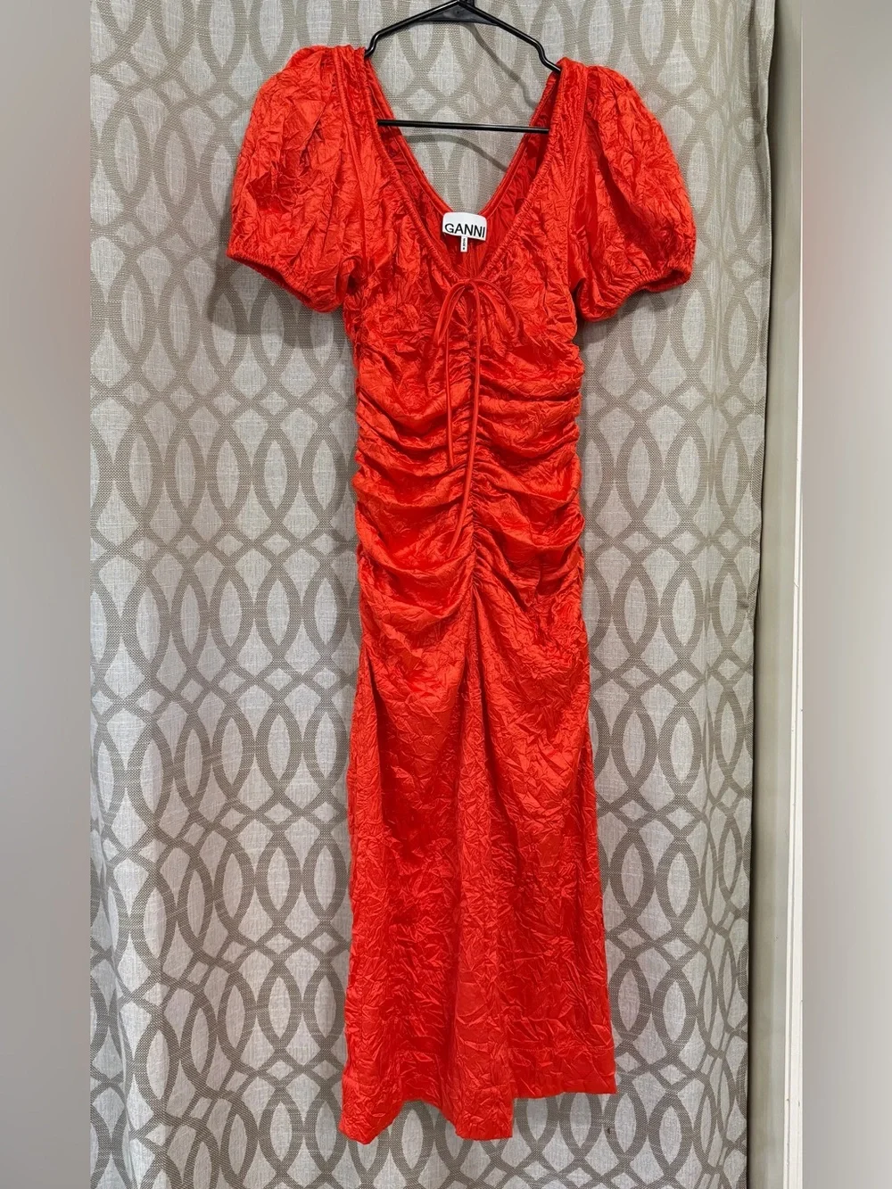 Ganni red crinkled