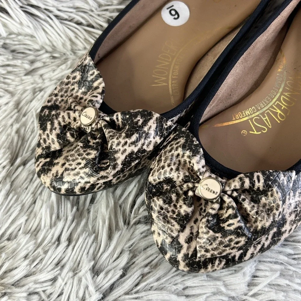 Circus Sam Edelman Wonderlast Ballet Flats Women 6 Extra Foam‎ Animal Print Bow