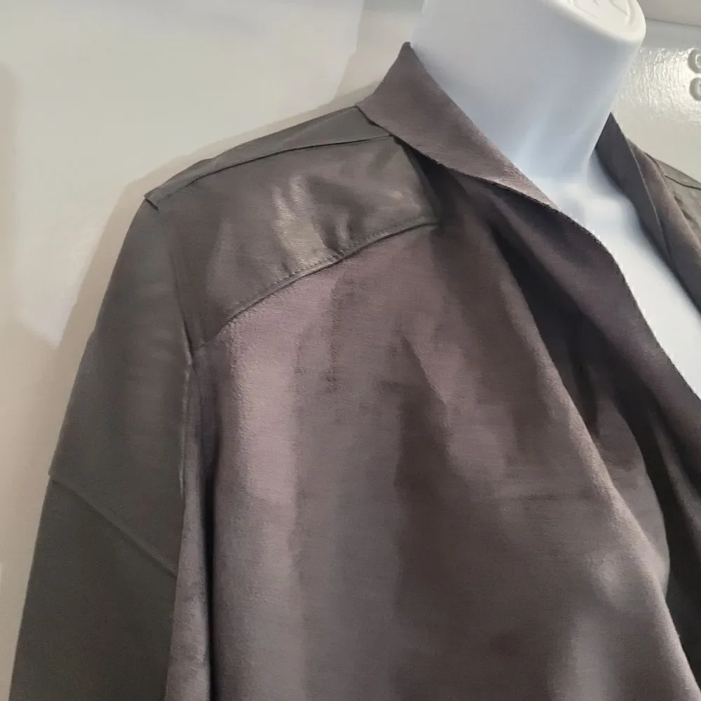 Blank NYC  Womens Faux Leather Cowl Neck Asymmetrical Zip lightweight jacket