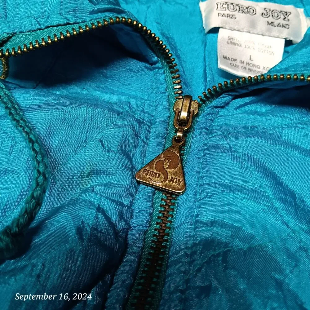 Vintage Euro‎ Joy Windbreaker Lightweight Jacket Women Large Blue