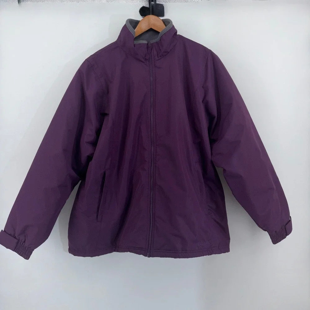 Cabelas Womens 2XL Purple Fleece Lined Full Zip Insulated Jacket