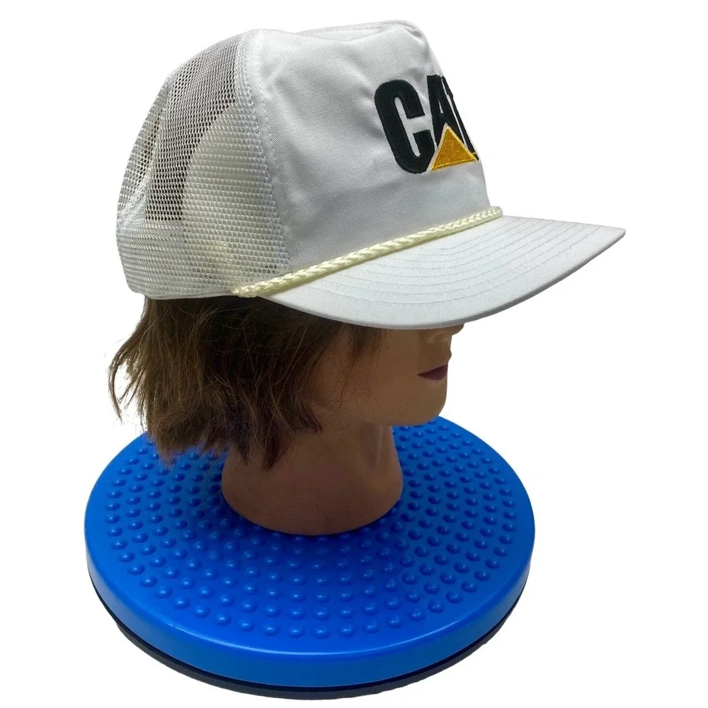 Vintage Caterpiller CYRK Cat Hat Cap Trucker Hat White Snapback‎ Adjustable