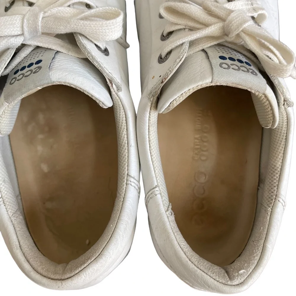 ecco White Leather Sneaker Size:‎ 44 extra wide