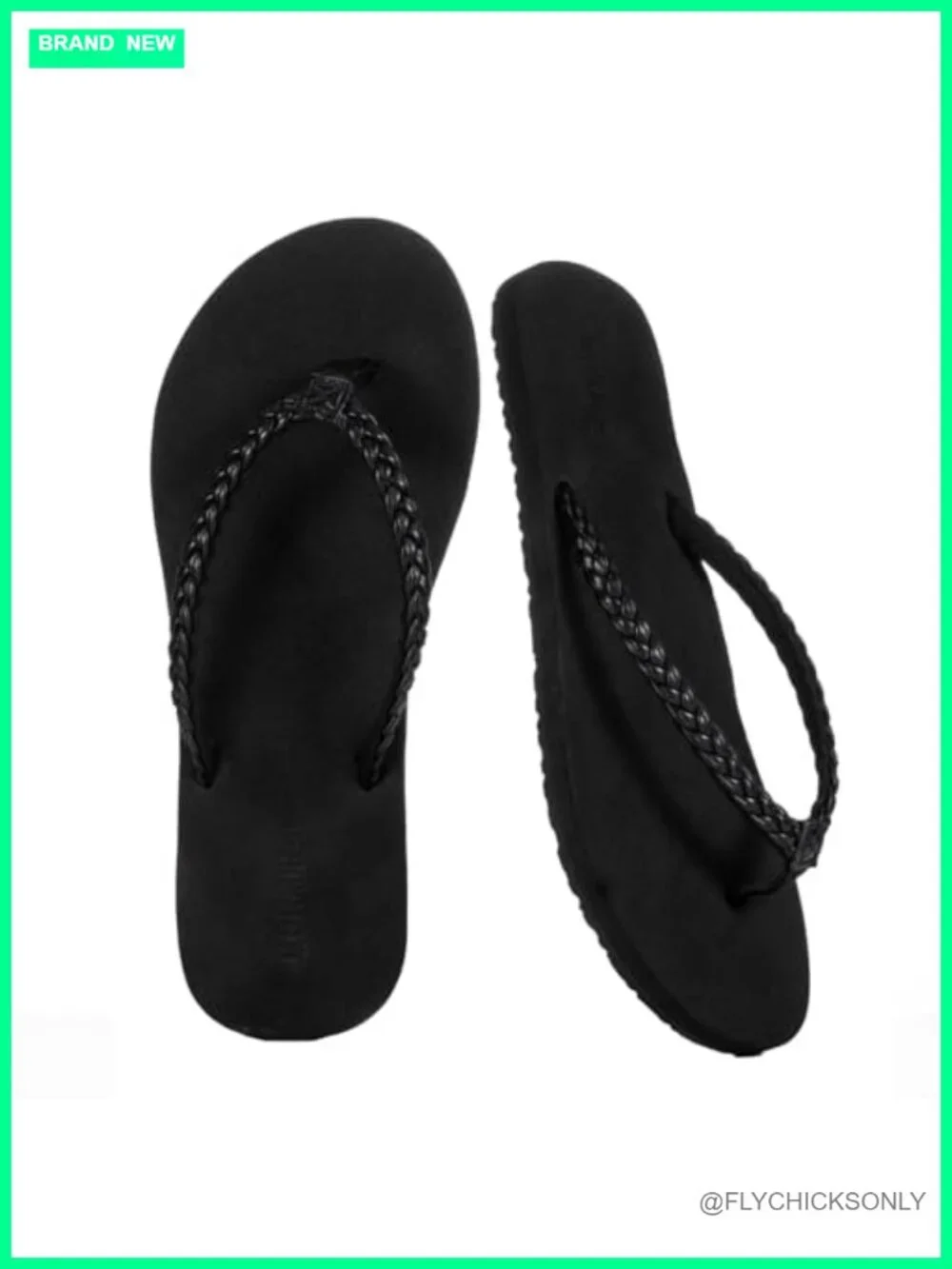 Slim Braided Flip Flop Thong Sandals with Yoga Mat Cushion
