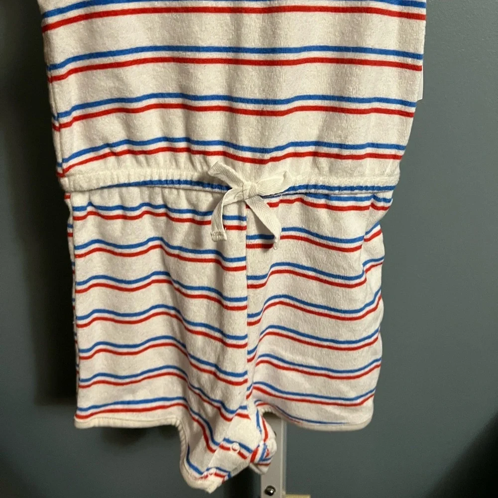Barbie Red White Blue Striped Tank Short Romper with Cherry Patch NWT 4T