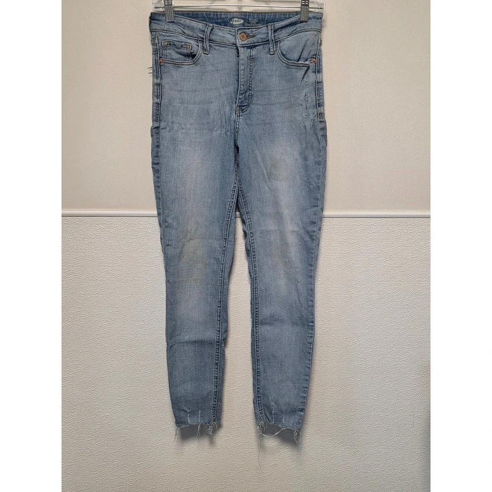 Old Navy High-Waisted Rockstar Super Skinny‎ Jeans Distressed Hem Size 6